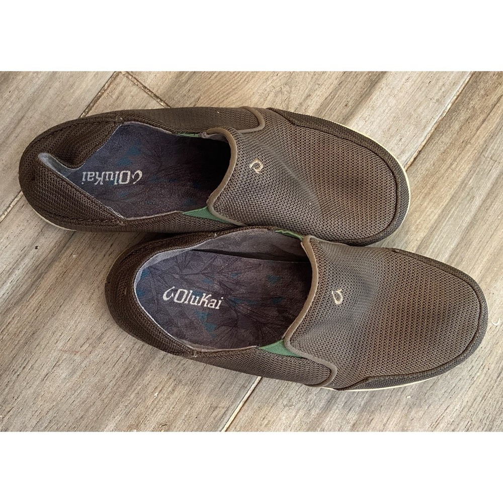 OluKai Nohea Mesh Mens Brown Slip On Loafers Shoes 10188-13AP Size 10